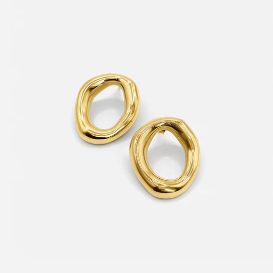 Rialou™: 18K GOLD OPEN OVAL EARRINGS