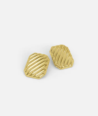 Riaou™: RIBBED EARRINGS GOLD