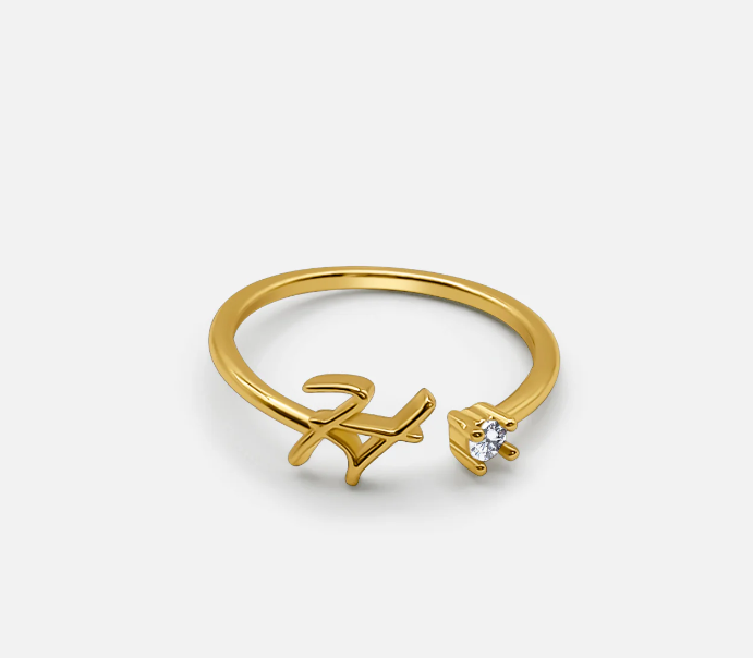 Rialou™: CUSTOM GOLD INITIAL DIAMOND RING